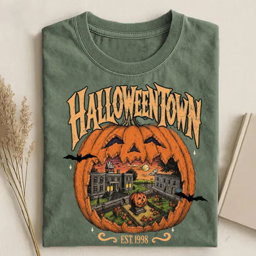 Vintage Spooky Pumpkin Town Graphic T-shirt