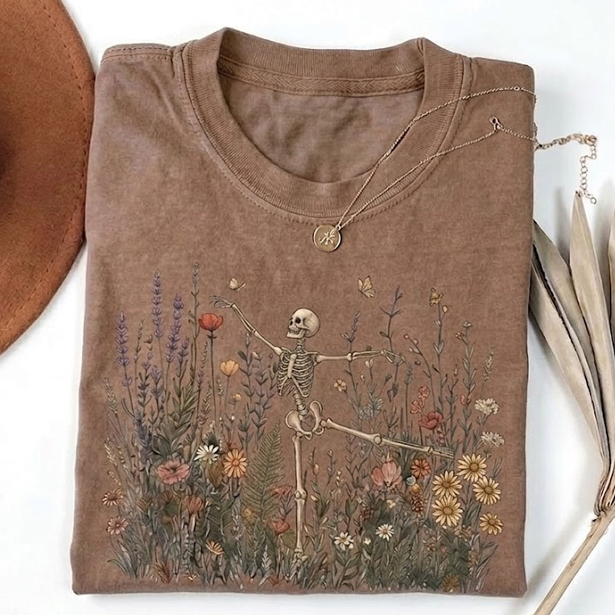 Skeleton Dancing Arabesque Wildflower T-shirt