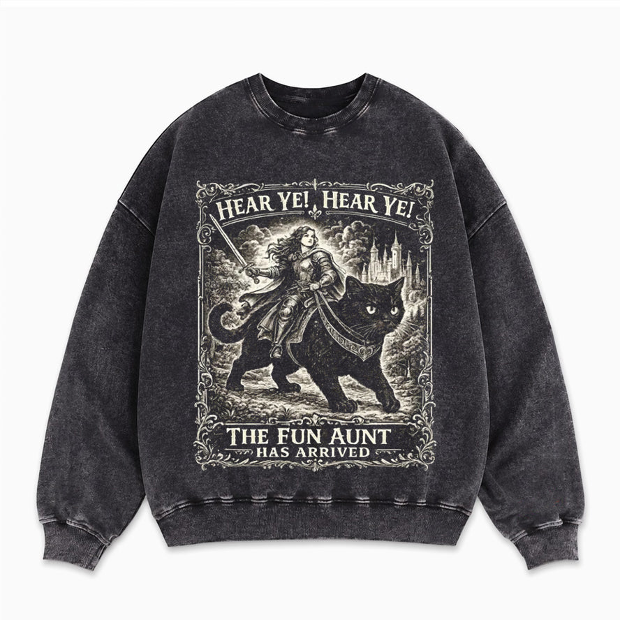 Fun Aunt Knight Riding Black Cat Sweatshirt