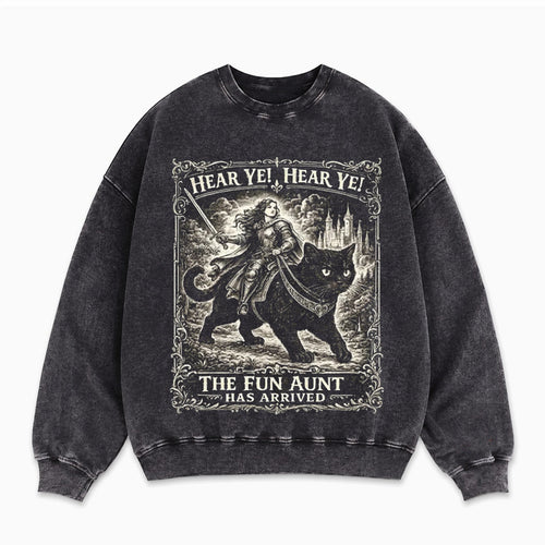Fun Aunt Knight Riding Black Cat Sweatshirt