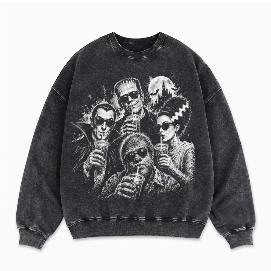 Retro Halloween Monster Selfie Sweatshirt