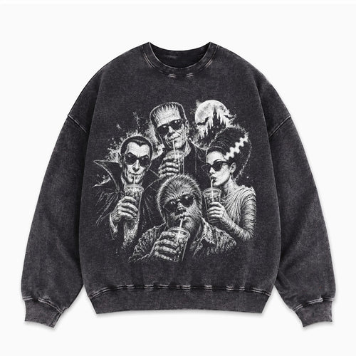 Retro Halloween Monster Selfie Sweatshirt