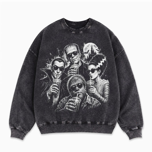 Retro Halloween Monster Selfie Sweatshirt
