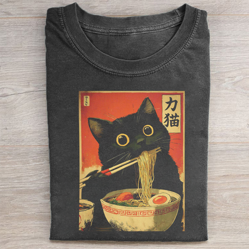 Funny Ramen Cat T-shirt