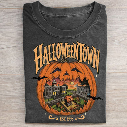 Vintage Spooky Pumpkin Town Graphic T-shirt