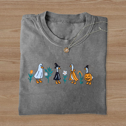 Halloween Goose Embroidered T-shirt